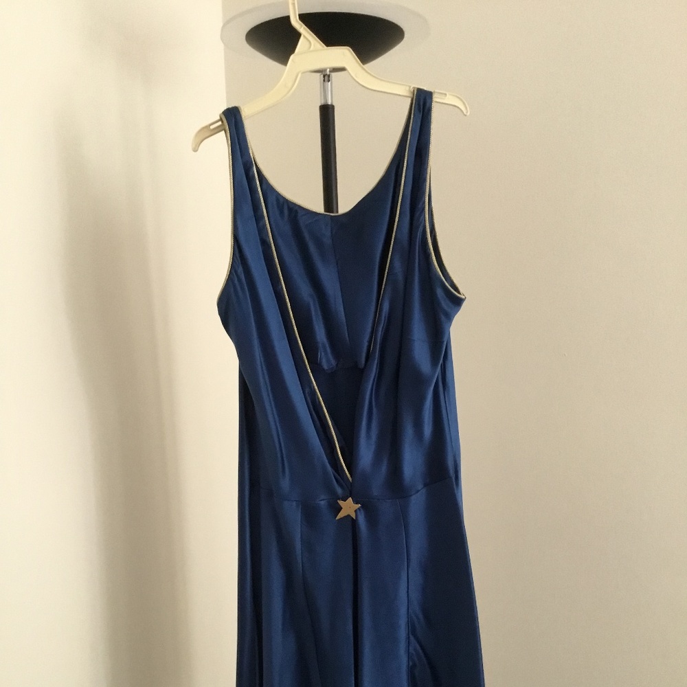 Deep blue satin slip dress, size 2